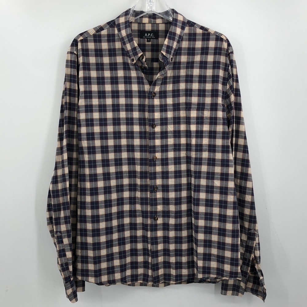 APC Madame Paris Button Up Plaid Flannel Men’s Size XL
